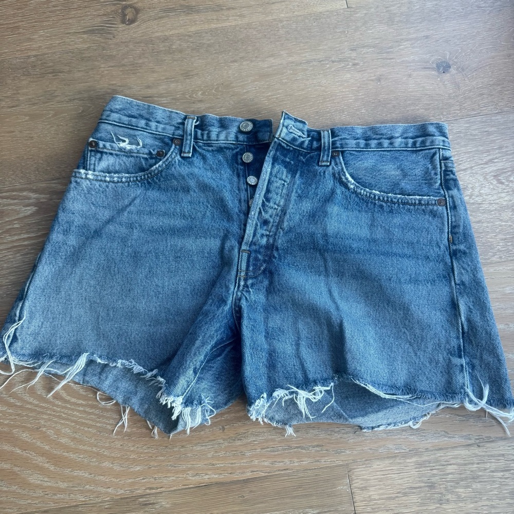 AGOLDE Parker Denim Frayed Hem Shorts
